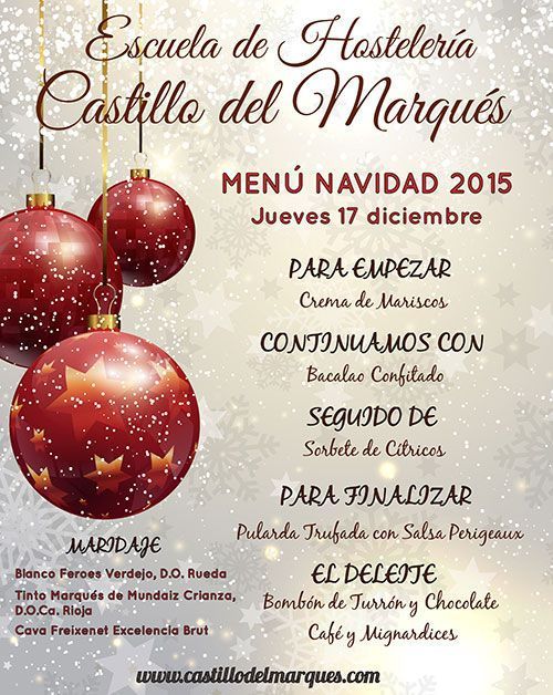 menu escuela de hosteleria, castillo del marques, sabor a malaga, restaurante gastronómico, escuela de hosteleria,